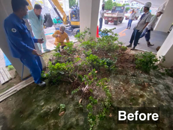 レキオスビル（那覇市）舗装工事（花壇を駐車場に・・・）の施工事例